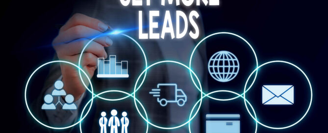 Word writing text Get More Leads. Business concept for to have more customers and improve your target sales Woman wear formal work suit presenting presentation using smart device.